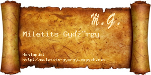 Miletits György névjegykártya